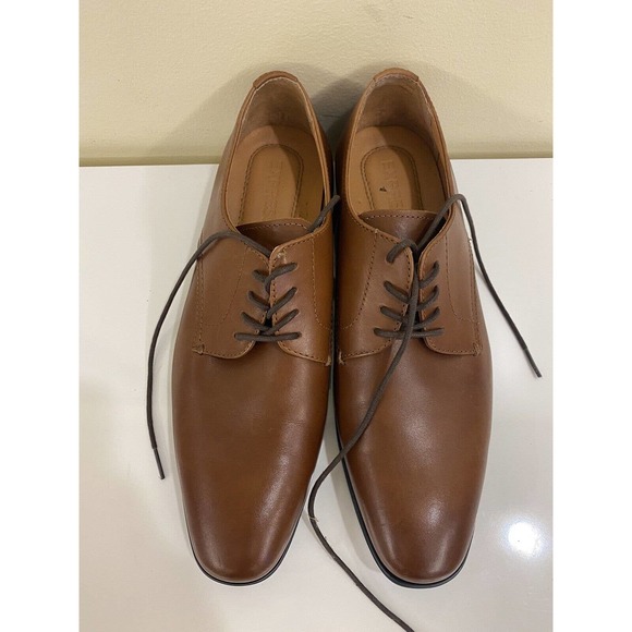 MEN\'S EXPRESS Leather Cap Toe DRESS SHOES BROWN Size 9 US main image 5